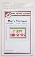 Merry Christmas Cross Stitch A6 Card Kit | Green & Red Block Wording