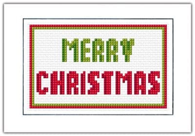 MERRY CHRISTMAS Block Wording: Festive Cross Stitch Card Kit | 14ct A6