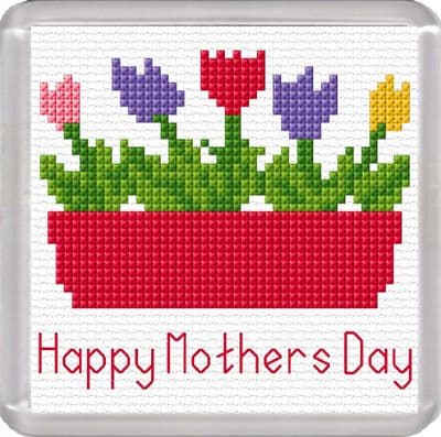Mothers Day, Flower Box Coaster ~ 16 Count Cross Stitch Kit