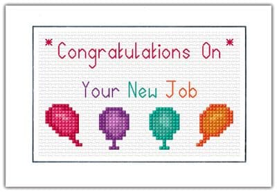 New / 1st Job, Congratulation Balloons ~ 14 Count Cross Stitch Card Kit