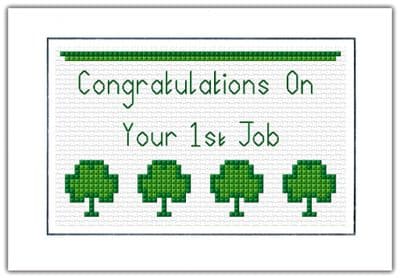 New / 1st Job, Congratulation Shamrocks ~ 14 Count Cross Stitch Card Kit