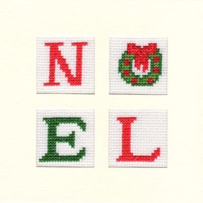 NOEL: Christmas Cross Stitch Card Kit  | 14ct Square 5.5