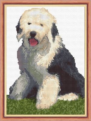 Old English Sheepdog, Puppy Colours ~ 14 Count Cross Stitch 8