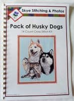 Pack of Wild Husky Dogs:  Counted Cross Stitch Kit or Chart | 14ct or 18ct Grey Aida