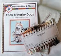 Pack of Wild Husky Dogs:  Counted Cross Stitch Kit or Chart | 14ct or 18ct Grey Aida