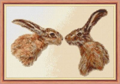Pair of Hares - 14 Count Cross Stitch Kit 12