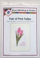 Pair of Pink Tulips: Happy Birthday Cross Stitch Card Kit | 14ct A5 6
