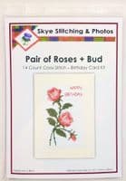 Pair of Roses + Bud Birthday Cross Stitch Card Kit | Skye Stitching