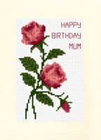 Pair of Roses + Bud Birthday Cross Stitch Card Kit | Skye Stitching