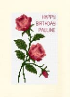 Pair of Roses + Bud Birthday Cross Stitch Card Kit | Skye Stitching