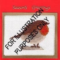 Perching Red Robin, Christmas/Birthday ~ A6 Cross Stitch Card Kit