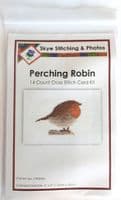Perching Red Robin, Christmas/Birthday ~ A6 Cross Stitch Card Kit
