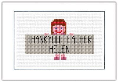 Personalised Thank You Teacher ~ A6 Leaving Cards, 14 Count Cross Stitch Kit