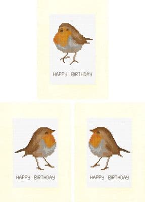 Proud Standing Robin: Happy Birthday 14ct Cross Stitch A5 Card Kit