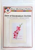 Purple Dendrobium Orchid Stem ~ Happy Birthday, 14ct Cross Stitch A5 Card Kit