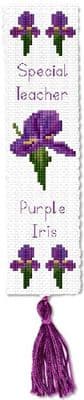 Purple Iris, Special Teacher / Birthday - Bookmark Cross Stitch Kit