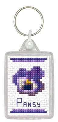 Purple Pansy Keyring ~ 14 Count Cross Stitch Kit