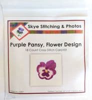Purple Pansy: Plain Birthday Cross Stitch Card Kit | 18ct Square 5.5