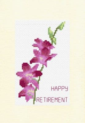 Purple & Pink Orchid Stem - Retirement Greeting Card A5 Cross Stitch Kit
