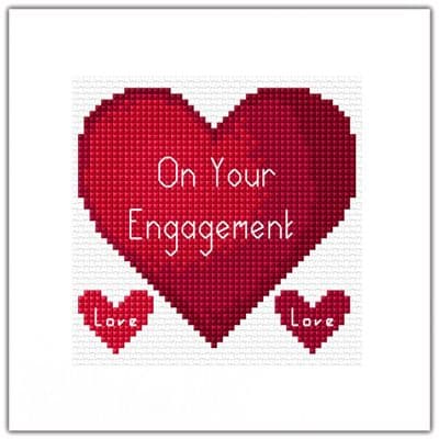 Red Heart: On Your Engagement Cross Stitch Card Kit | 14ct Square 5.5
