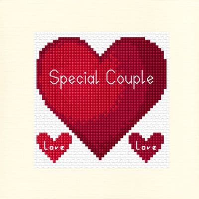 Red Heart: Special Couple Wedding/Anniversary Cross Stitch Card Kit | 14ct Square 5.5