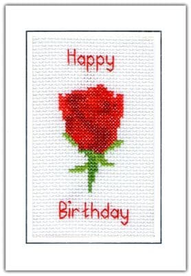 Red Rose: Happy Birthday Cross Stitch Card Kit | 14ct A6