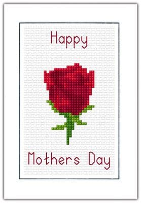 Red Rose: Happy Mothers Day Cross Stitch Card Kit | 14ct A6