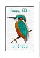 Regal Kingfisher ~ Happy Birthday, Greeting A6 Card ~ 14 Count Cross Stitch Kit