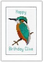 Regal Kingfisher ~ Happy Birthday, Greeting A6 Card ~ 14 Count Cross Stitch Kit