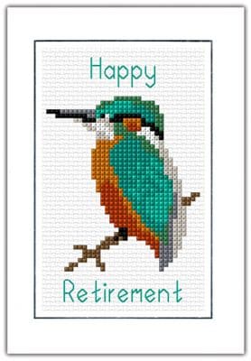 Regal Kingfisher: Happy Retirement Cross Stitch Card Kit, 14ct A6
