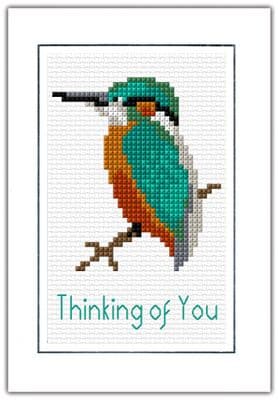 Regal Kingfisher ~ Thinking of You, Greeting A6 Card ~ 14 Count Cross Stitch Kit