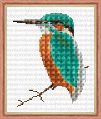 Regal Kingfisher: Turquoise or Green Counted Cross Stitch Mini Kit | 14ct 5
