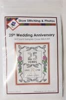 Ribbons + Tulips: 25th, Silver Wedding Anniversary, 14 Count Cross Stitch Sampler Kit 8