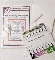 Ribbons + Tulips: 25th, Silver Wedding Anniversary, 14 Count Cross Stitch Sampler Kit 8