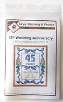 Ribbons + Tulips - 45th, Sapphire Wedding Anniversary 1980-2025 - 14 Count Cross Stitch Sampler Kit