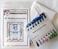 Ribbons + Tulips - 45th, Sapphire Wedding Anniversary 1980-2025 - 14 Count Cross Stitch Sampler Kit