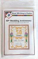 Ribbons + Tulips: 50th, Golden Wedding Anniversary, 14 Count Cross Stitch Sampler Kit 8