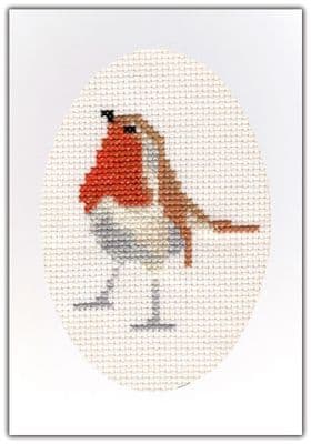 Robin Red Breast ~ Christmas/Plain Cross Stitch A6 Card Kit