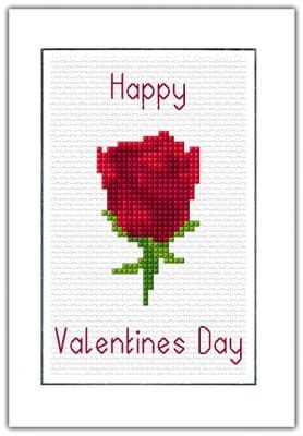 Rose Design: Happy Valentines Day Cross Stitch Card Kit | 14ct A6
