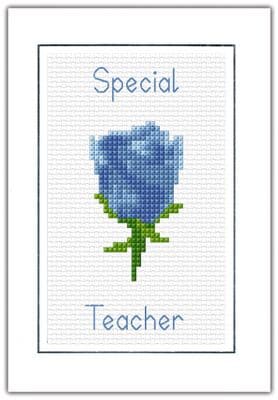 Rose Design: Special or Thank You Teacher Cross Stitch Card Kits | 14ct A6