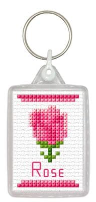 Rose Keyring, Pink ~ 14 Count Cross Stitch Kit