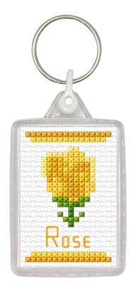 Rose Keyring, Yellow ~ 14 Count Cross Stitch Kit