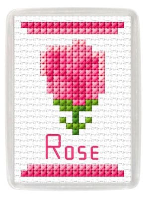 Rose Pink, Fridge Magnet ~ 14 Count Cross Stitch Kit
