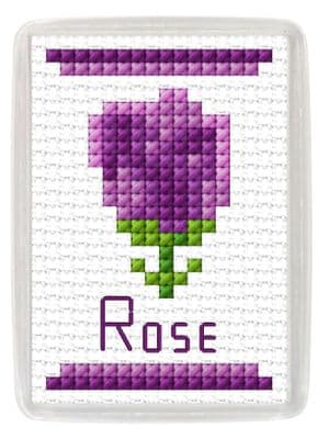 Rose Purple: Fridge Magnet Counted Cross Stitch Kit | 14ct
