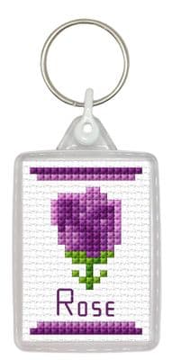Rose, Purple: Keyring Counted Cross Stitch Kit | 14ct