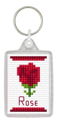 Rose, Red: Keyring Counted Cross Stitch Kit | 14ct