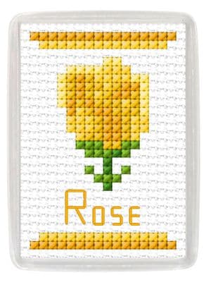Rose Yellow, Fridge Magnet ~ 14 Count Cross Stitch Kit