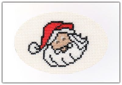 Santa's Facial Portrait: Christmas Cross Stitch Card Kit | 14ct A6