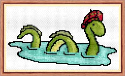 Scotland's Nessie, Loch Ness Monster: Counted Cross Stitch Mini Kit | 14ct 8