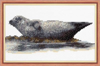 Scottish Grey Seal:  Counted Cross Stitch Mini Kit | 14ct 8